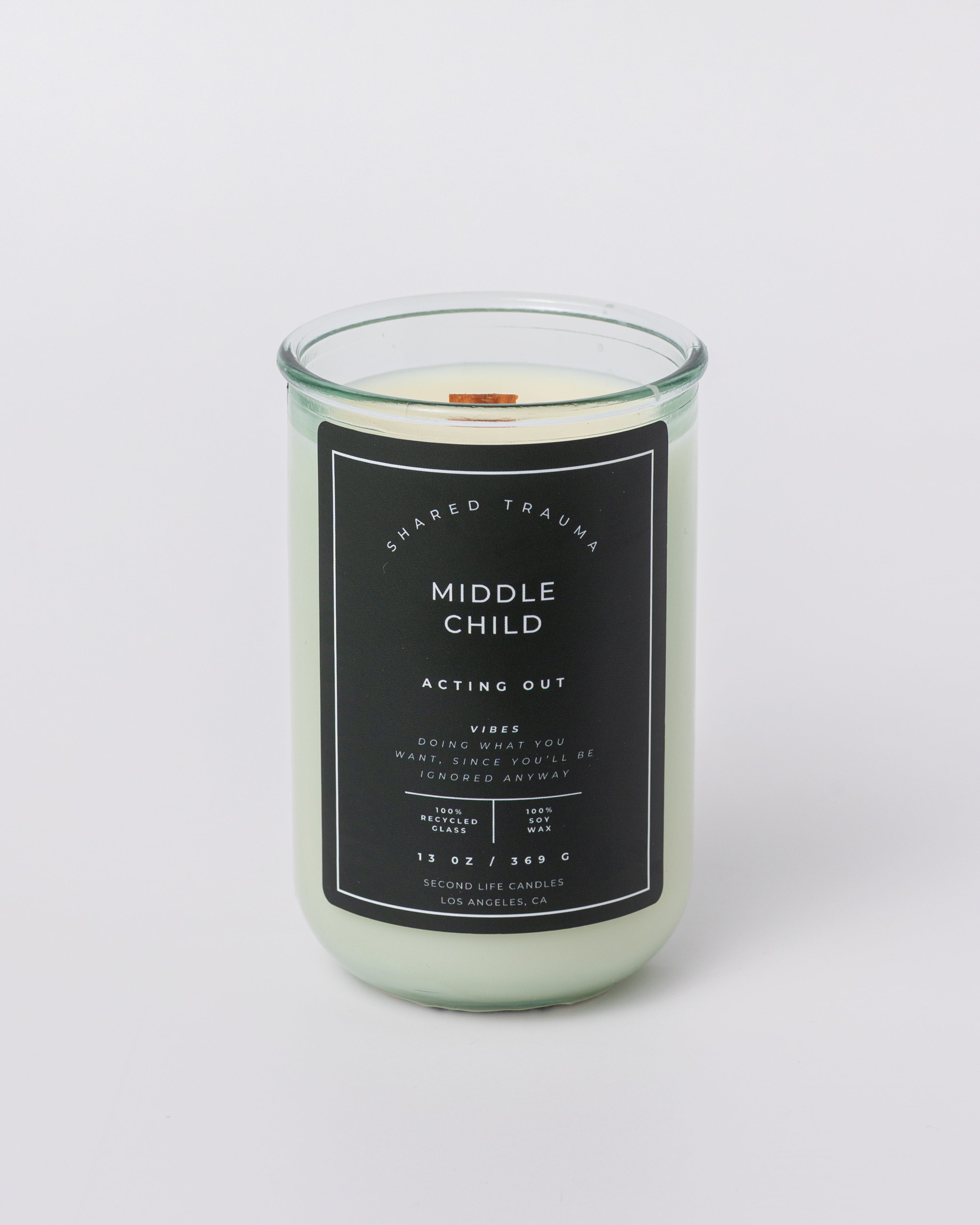 Shared Trauma Candles - Middle Child - 13 Oz Crackling Wood Wick - Ginger & Saffron