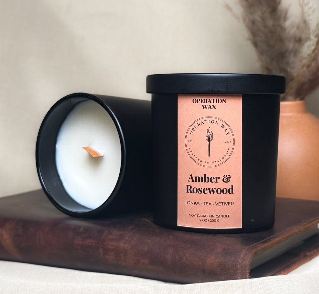 Amber & Rosewood Scented Candle
